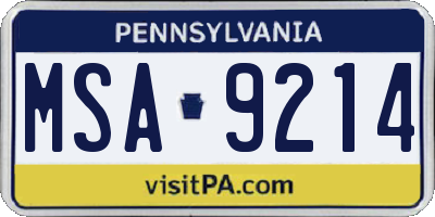 PA license plate MSA9214