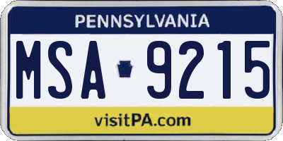 PA license plate MSA9215