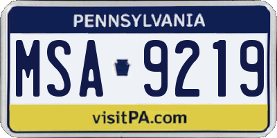 PA license plate MSA9219