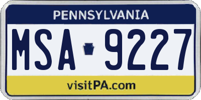 PA license plate MSA9227