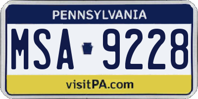 PA license plate MSA9228