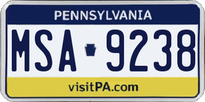 PA license plate MSA9238