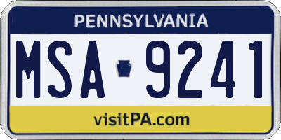 PA license plate MSA9241