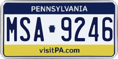 PA license plate MSA9246