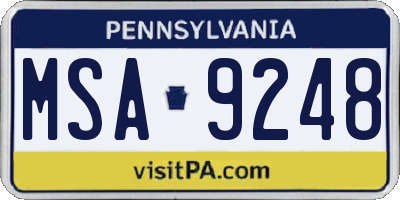PA license plate MSA9248