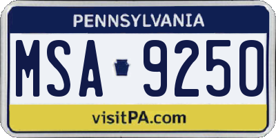 PA license plate MSA9250