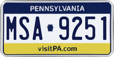 PA license plate MSA9251