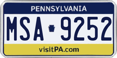 PA license plate MSA9252