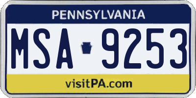 PA license plate MSA9253