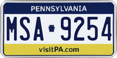 PA license plate MSA9254