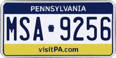 PA license plate MSA9256