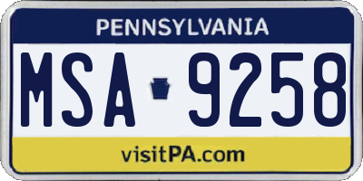 PA license plate MSA9258