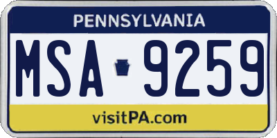 PA license plate MSA9259