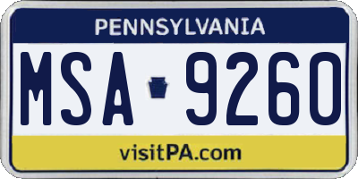 PA license plate MSA9260