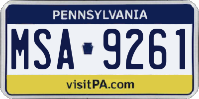 PA license plate MSA9261