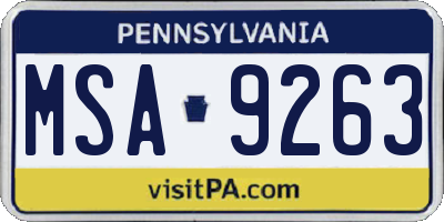 PA license plate MSA9263