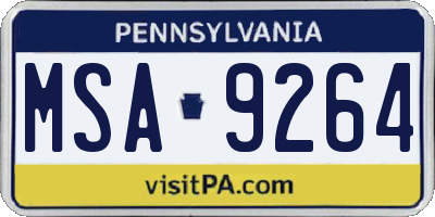 PA license plate MSA9264