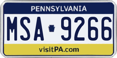 PA license plate MSA9266