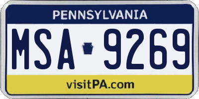 PA license plate MSA9269