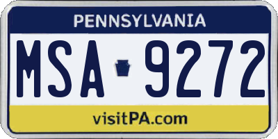 PA license plate MSA9272