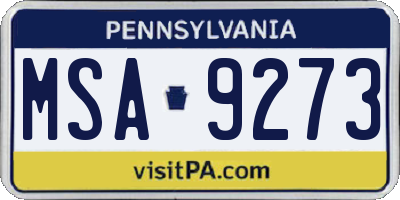 PA license plate MSA9273
