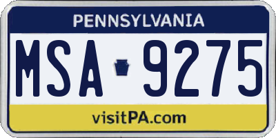 PA license plate MSA9275