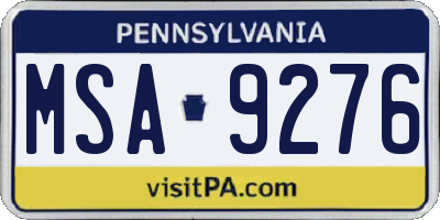 PA license plate MSA9276