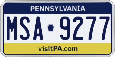PA license plate MSA9277