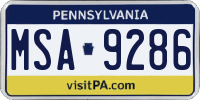 PA license plate MSA9286
