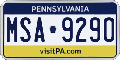 PA license plate MSA9290