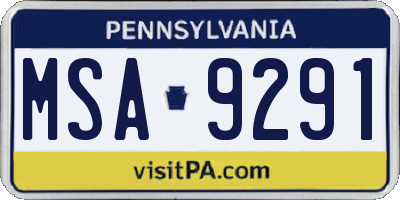 PA license plate MSA9291