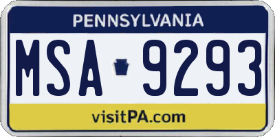 PA license plate MSA9293