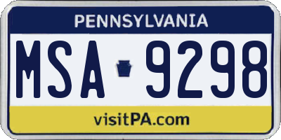 PA license plate MSA9298