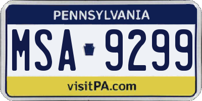 PA license plate MSA9299
