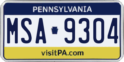 PA license plate MSA9304