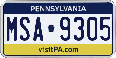 PA license plate MSA9305