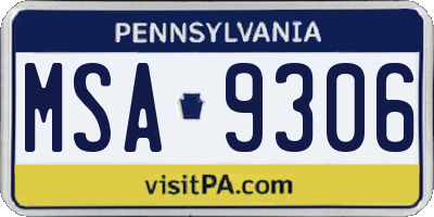 PA license plate MSA9306
