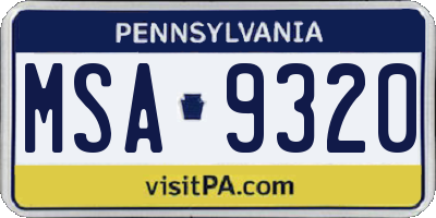 PA license plate MSA9320