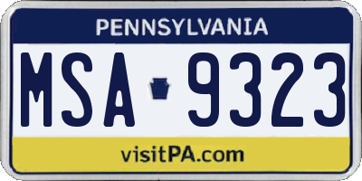 PA license plate MSA9323