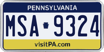 PA license plate MSA9324
