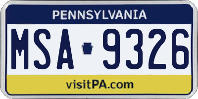 PA license plate MSA9326