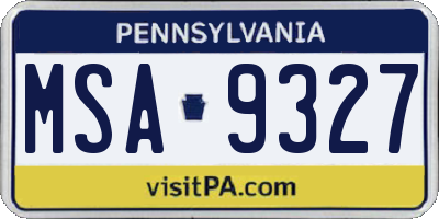 PA license plate MSA9327