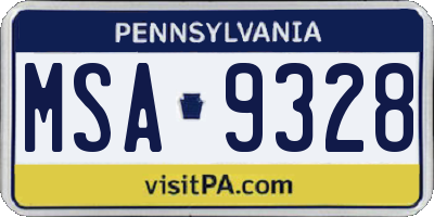 PA license plate MSA9328