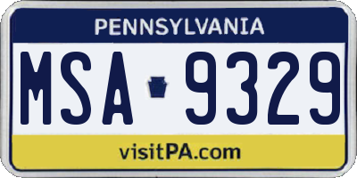 PA license plate MSA9329