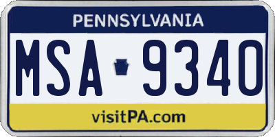 PA license plate MSA9340