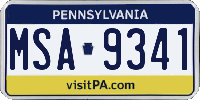PA license plate MSA9341