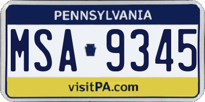PA license plate MSA9345