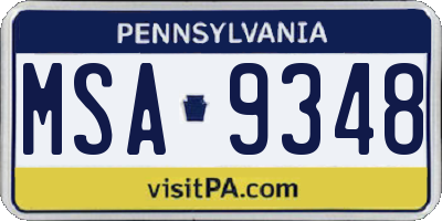 PA license plate MSA9348