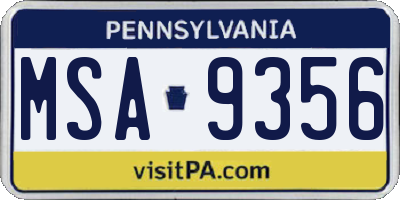 PA license plate MSA9356