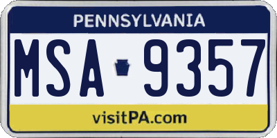 PA license plate MSA9357